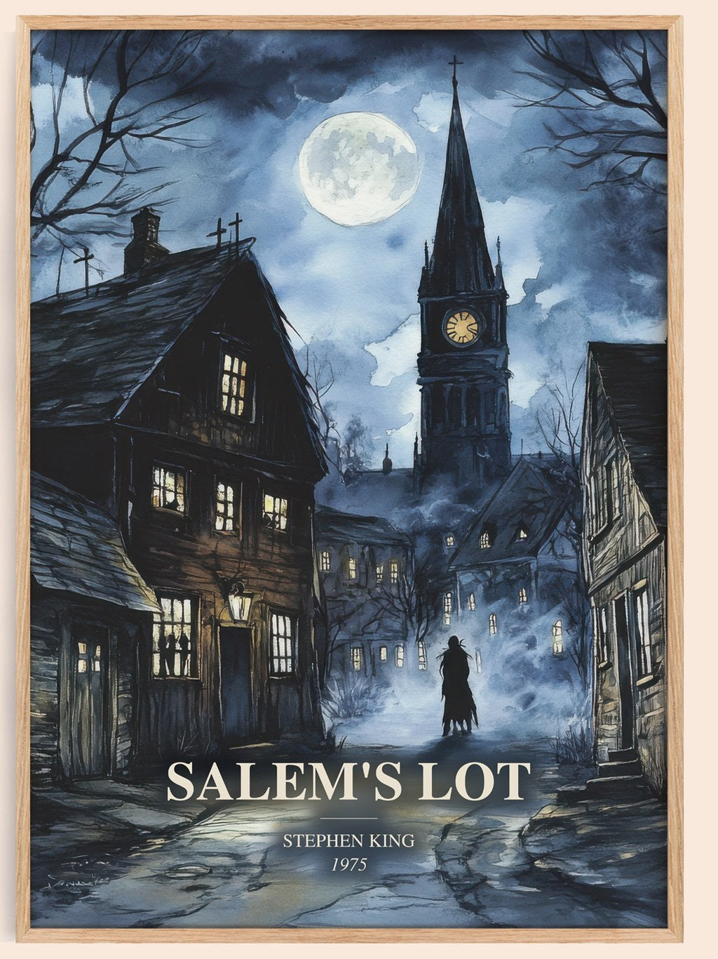 Salem'S Lot watercolour book poster by Stephen King – framed literary art print