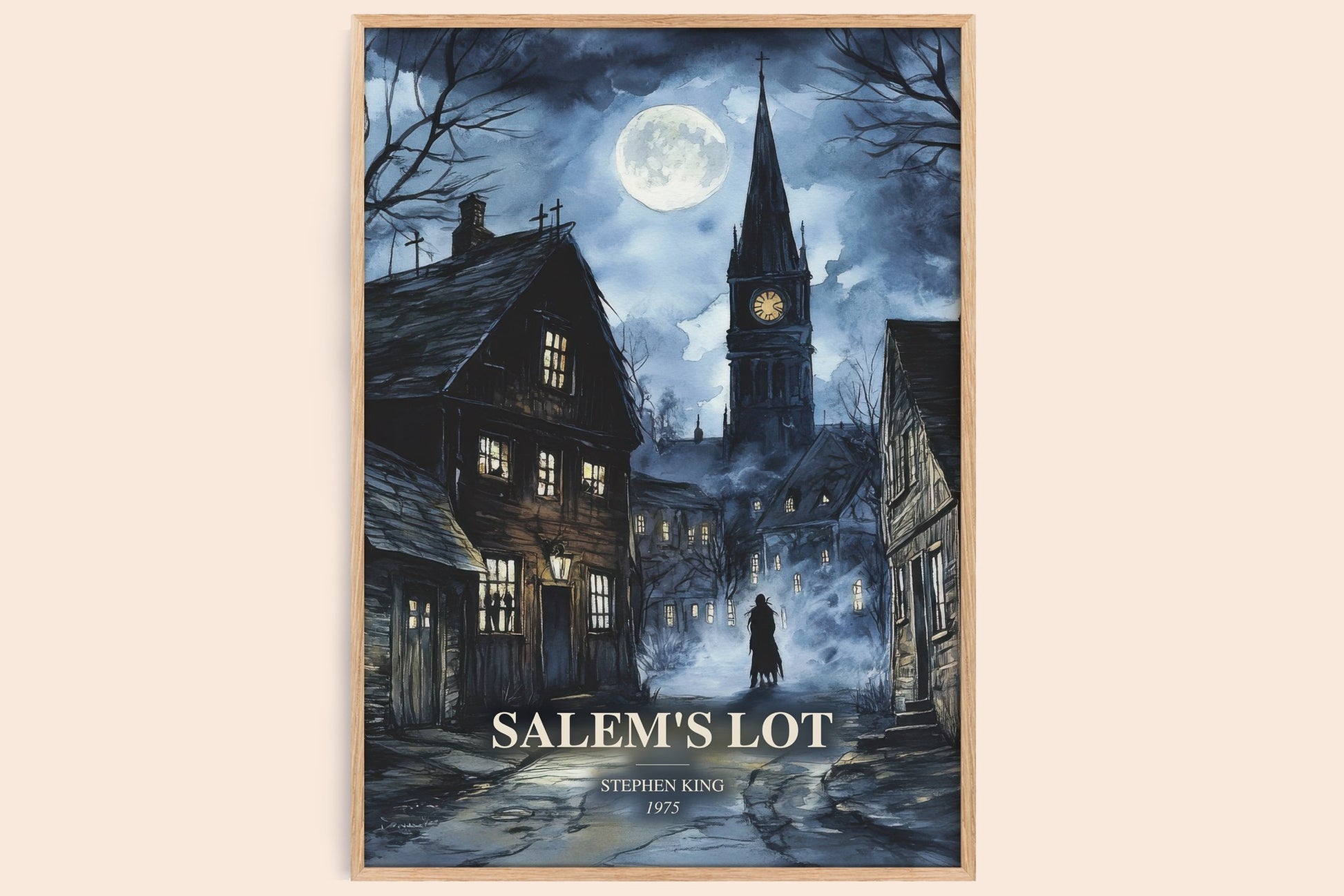 Salem'S Lot watercolour book poster by Stephen King – framed literary art print