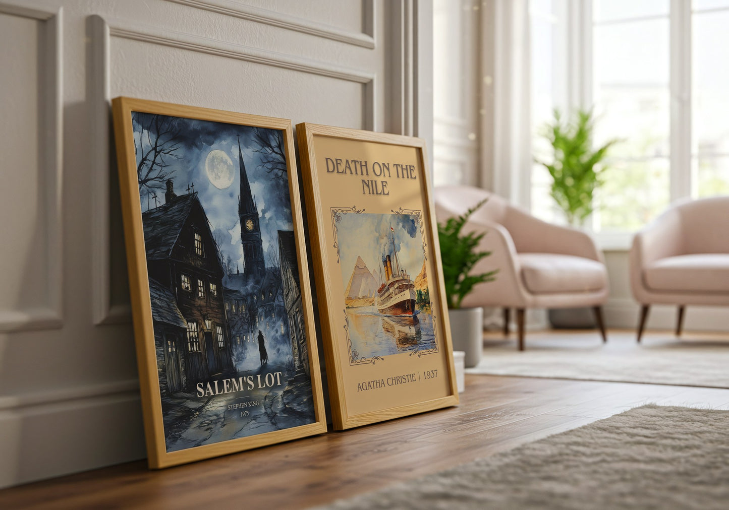 Salem'S Lot watercolour print framed by window – literary home decor