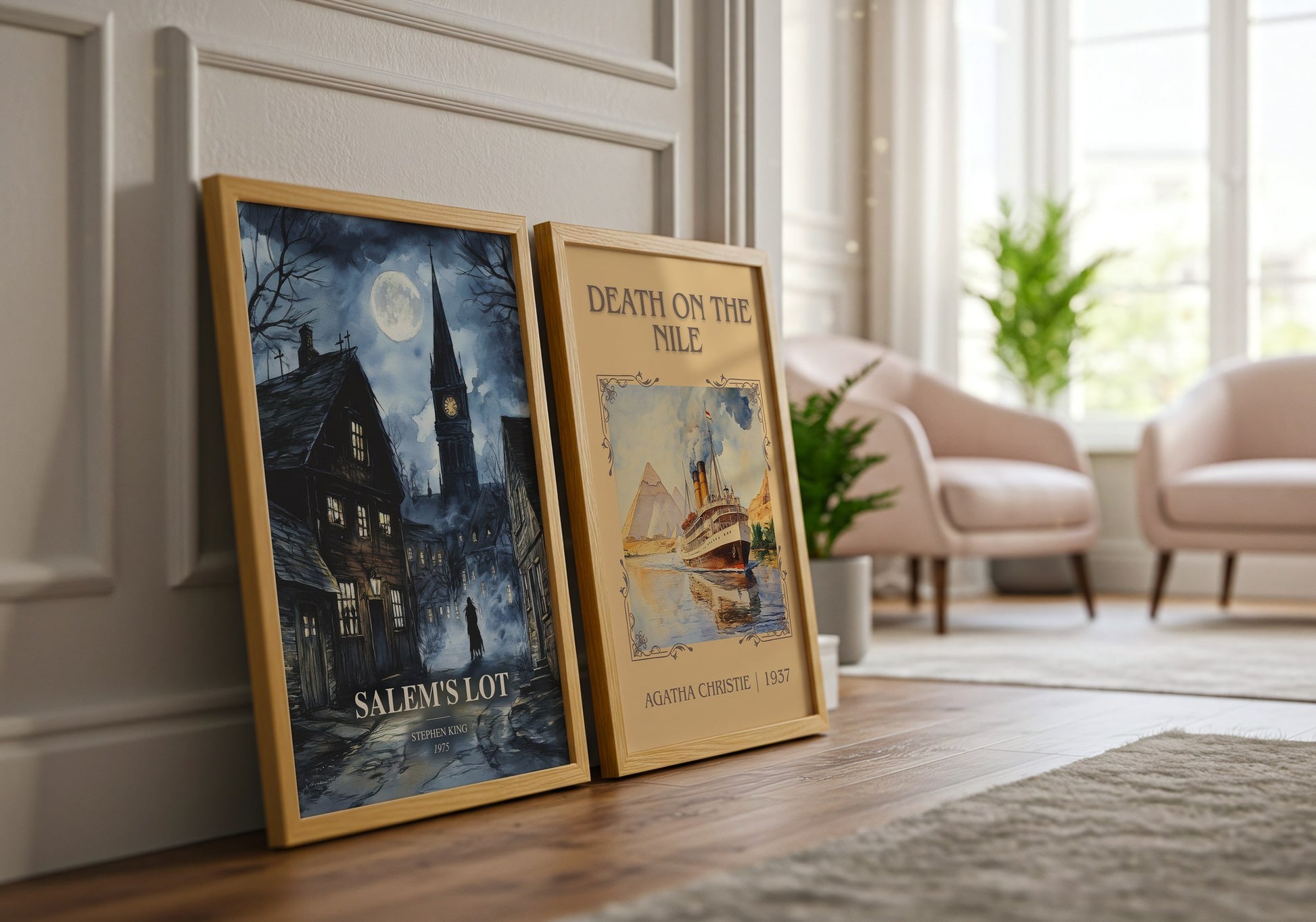 Salem'S Lot watercolour print framed by window – literary home decor