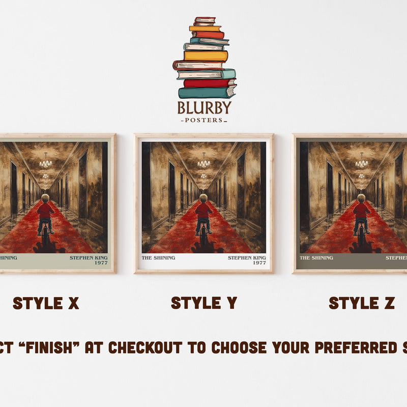 The Shining literary print in frame leaning in hallway – horror wall art