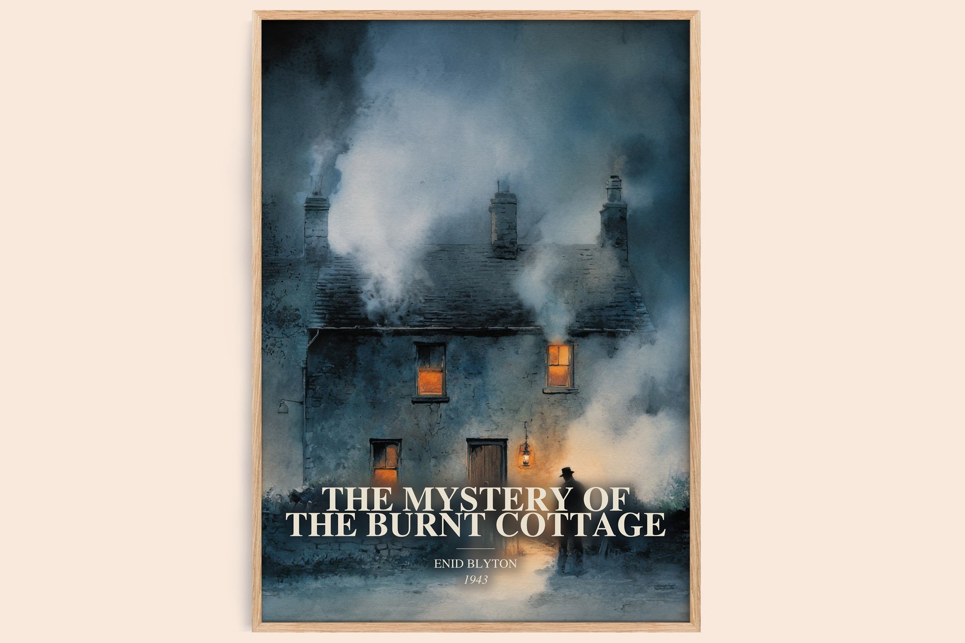 The Mystery Of The Burnt Cottage watercolour book poster by Enid Blyton – framed literary art print
