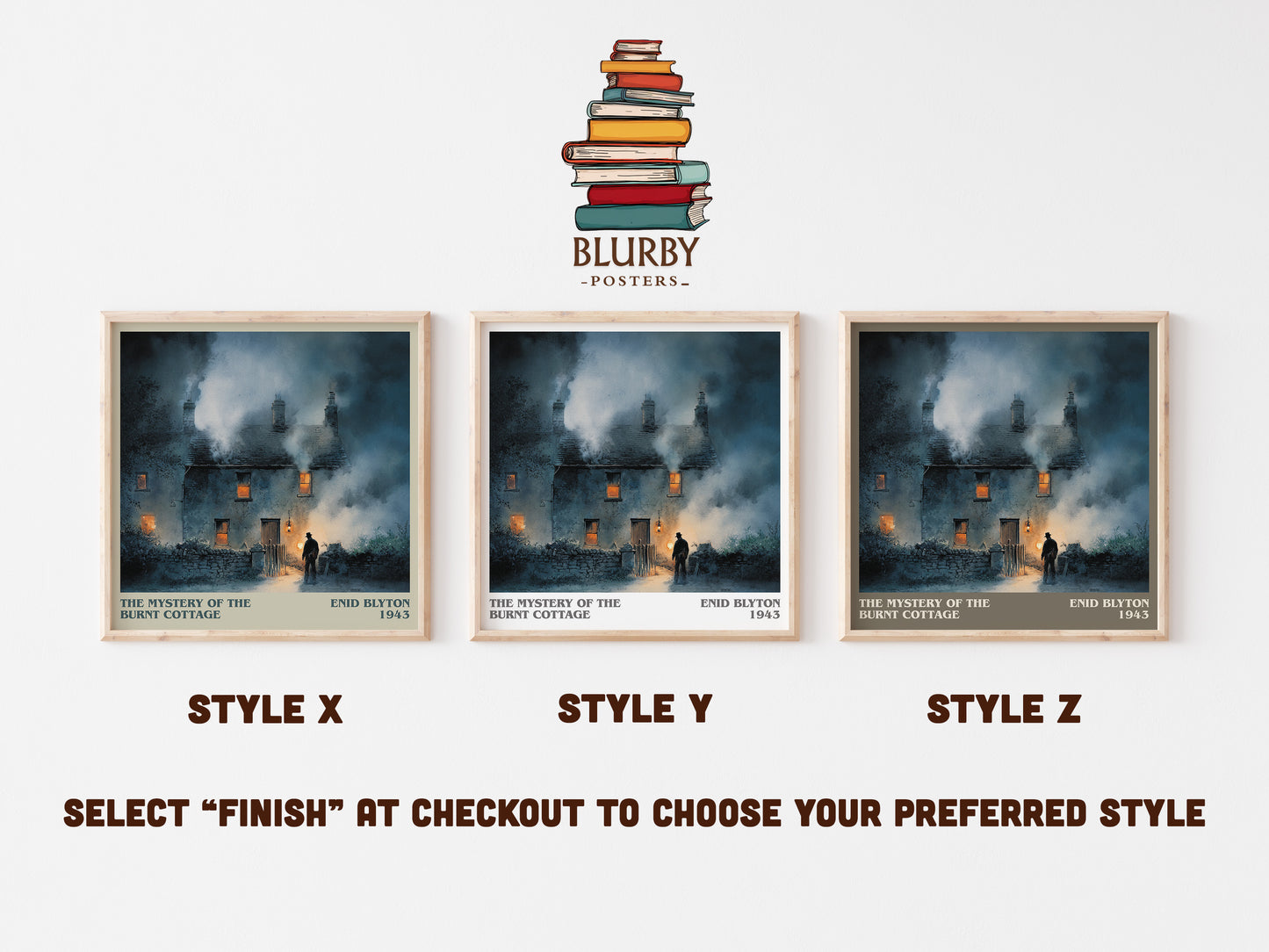 The Mystery of the Burnt Cottage literary art print colour and style options – Enid Blyton book art