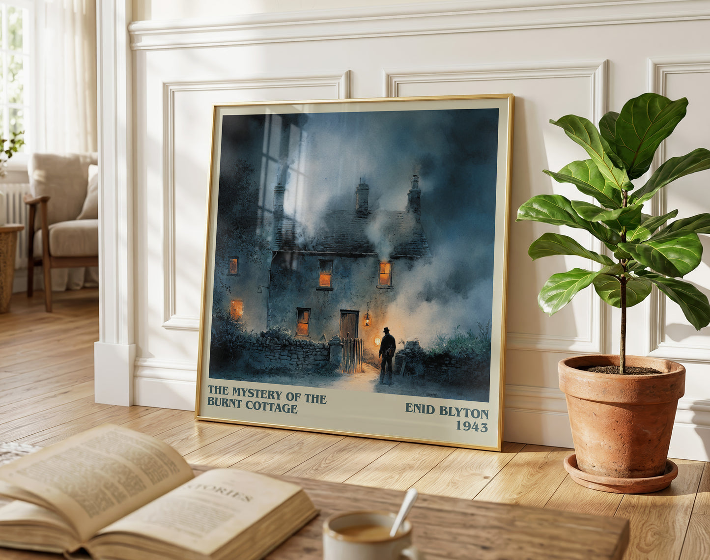 The Mystery of the Burnt Cottage literary poster paired in gallery wall – literary art prints