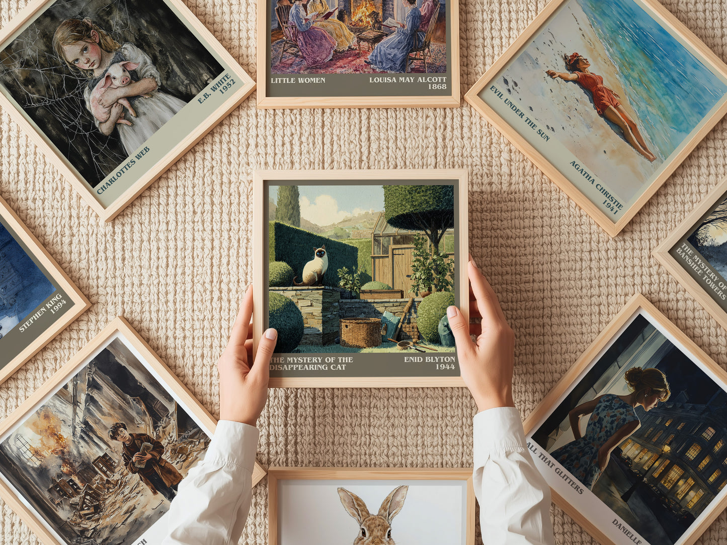 The Mystery of the Disappearing Cat literary print on bookshelf – Enid Blyton fan gift