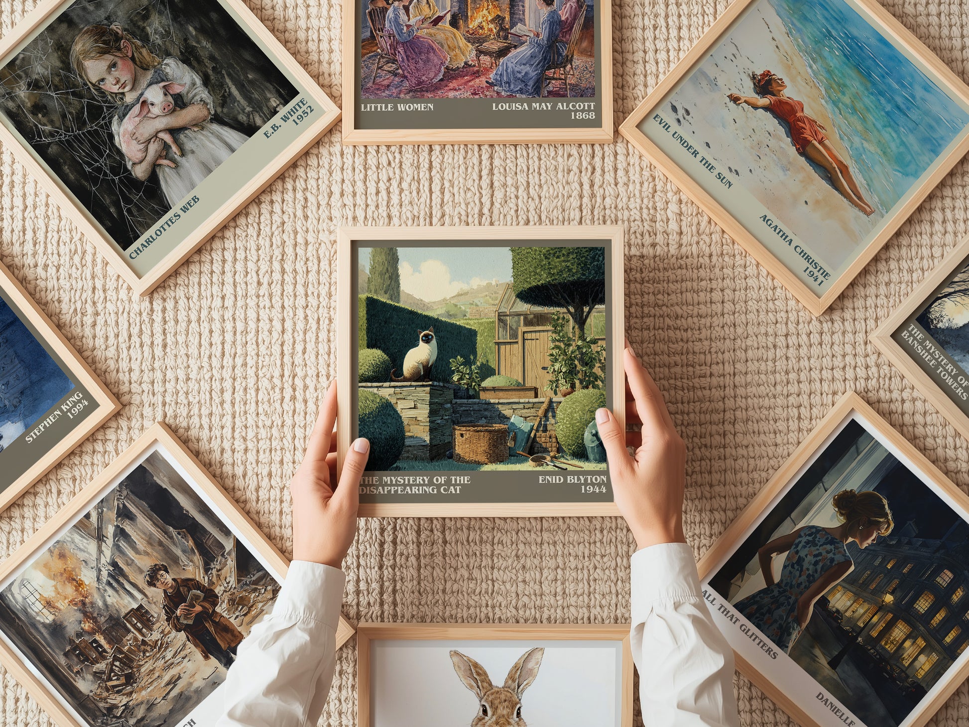 The Mystery of the Disappearing Cat literary print on bookshelf – Enid Blyton fan gift