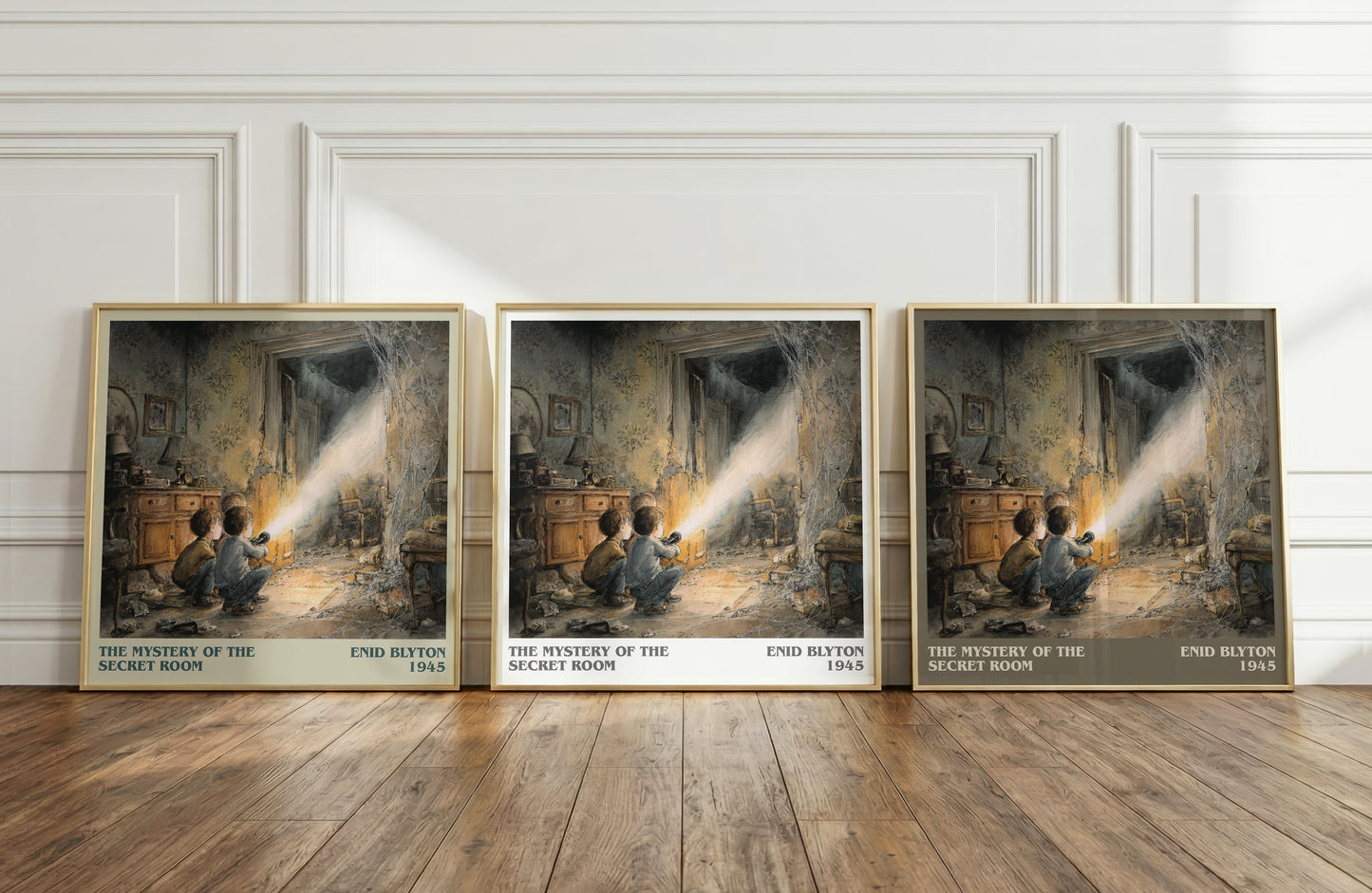 The mystery of the secret room literary print framed by window – literary home decor