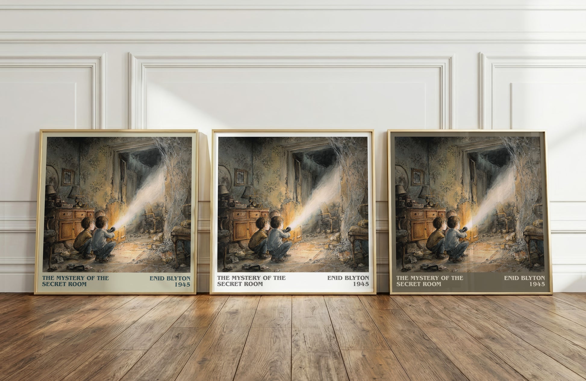 The mystery of the secret room literary print framed by window – literary home decor