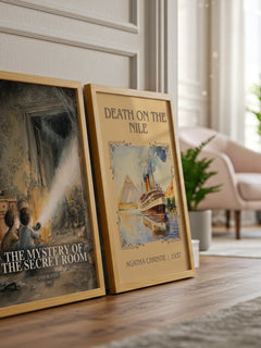 The Mystery Of The Secret Room watercolour print framed by window – literary home decor