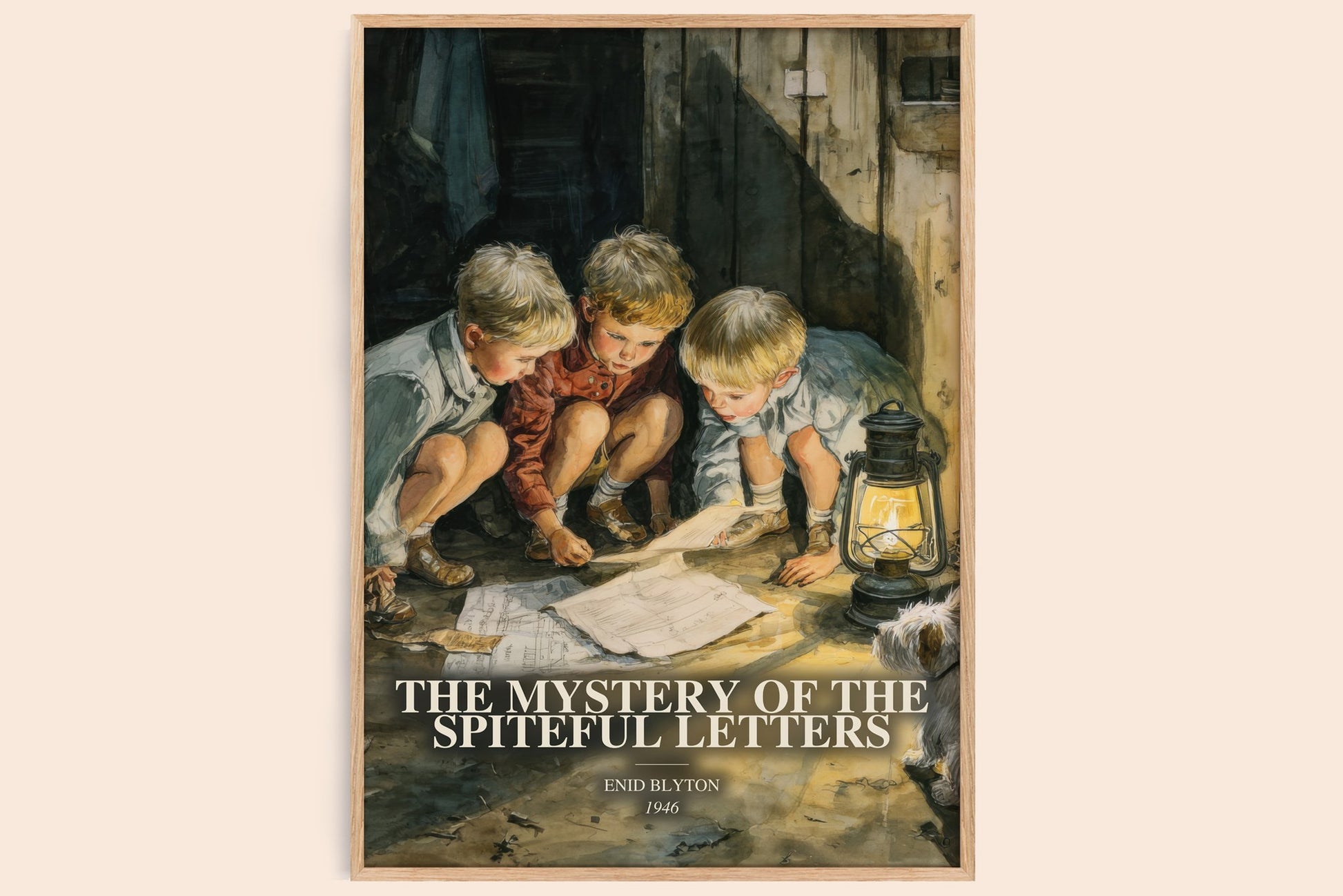 The Mystery Of The Spiteful Letters watercolour book poster by Enid Blyton – framed literary art print