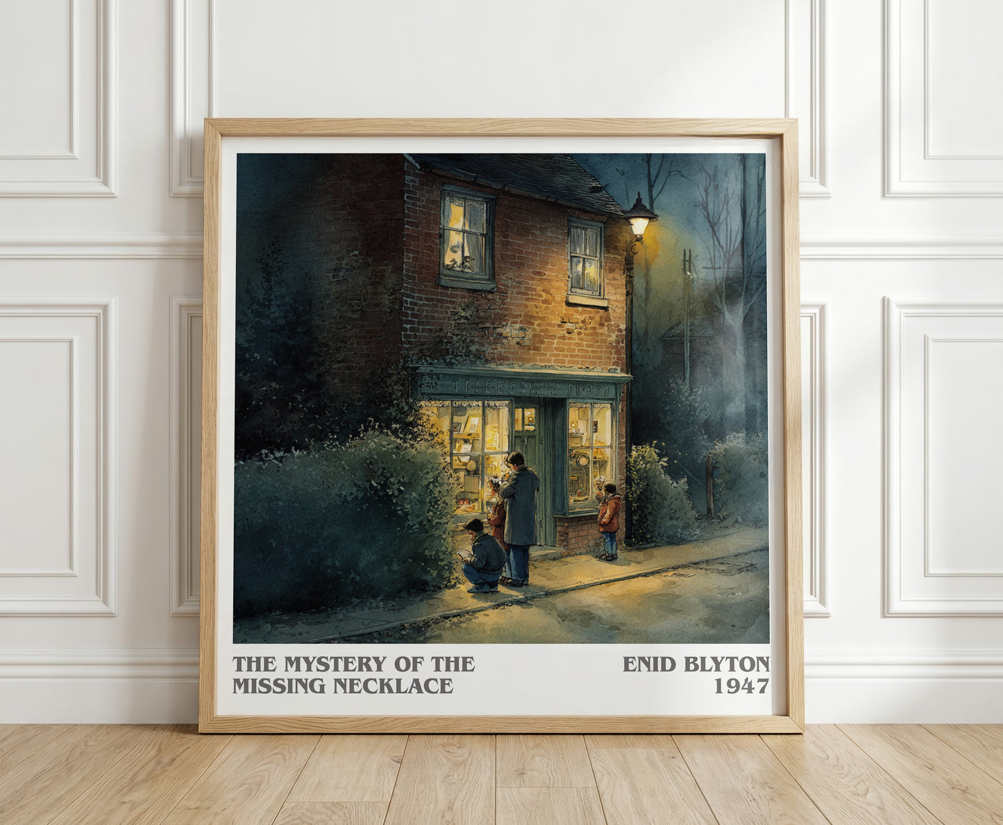 The Mystery Of The Missing Necklace literary print in frame leaning in hallway – childrens wall art