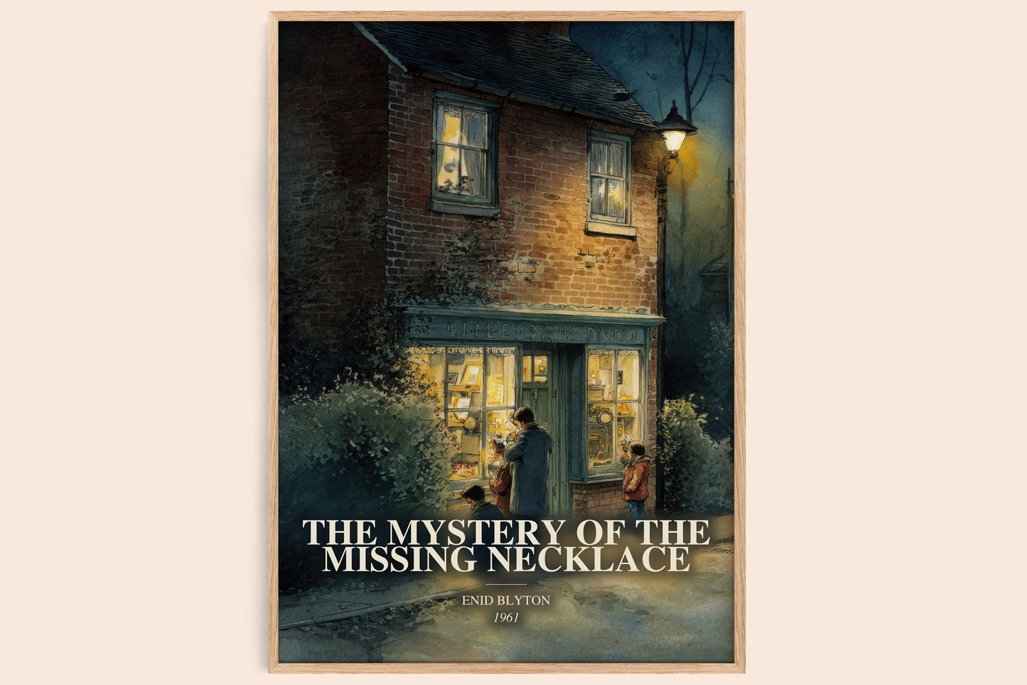 The Mystery Of The Missing Necklace watercolour book poster by Enid Blyton – framed literary art print