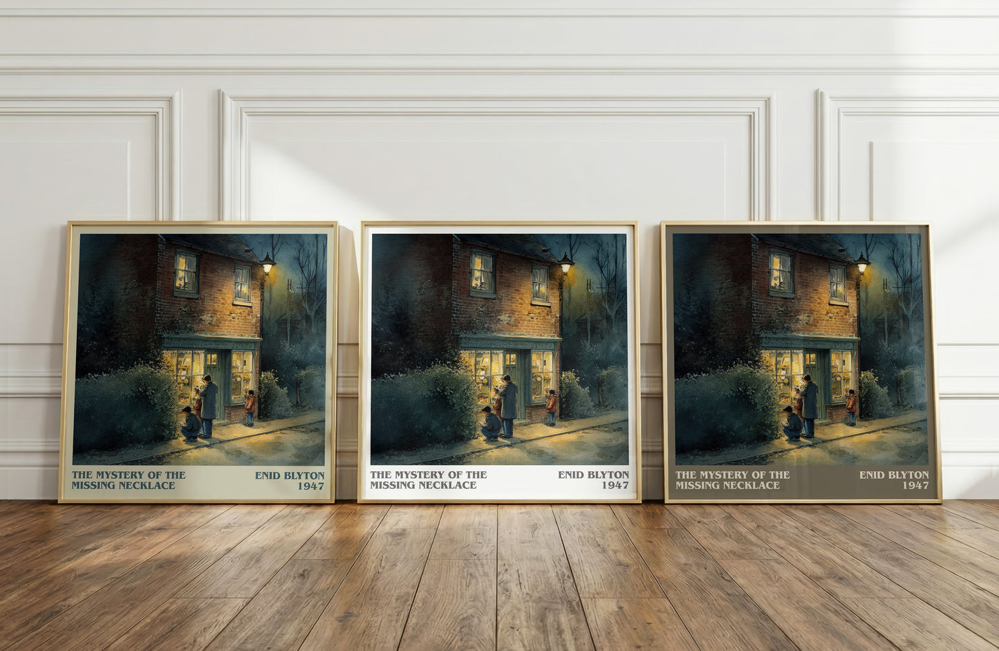 The Mystery Of The Missing Necklace literary print framed by window – literary home decor