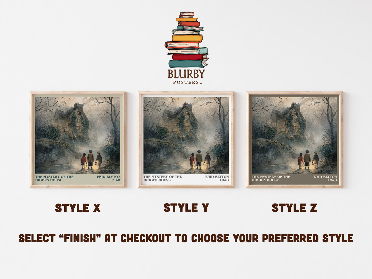 The Mystery Of The Hidden House literary art print colour and style options – Enid Blyton book art