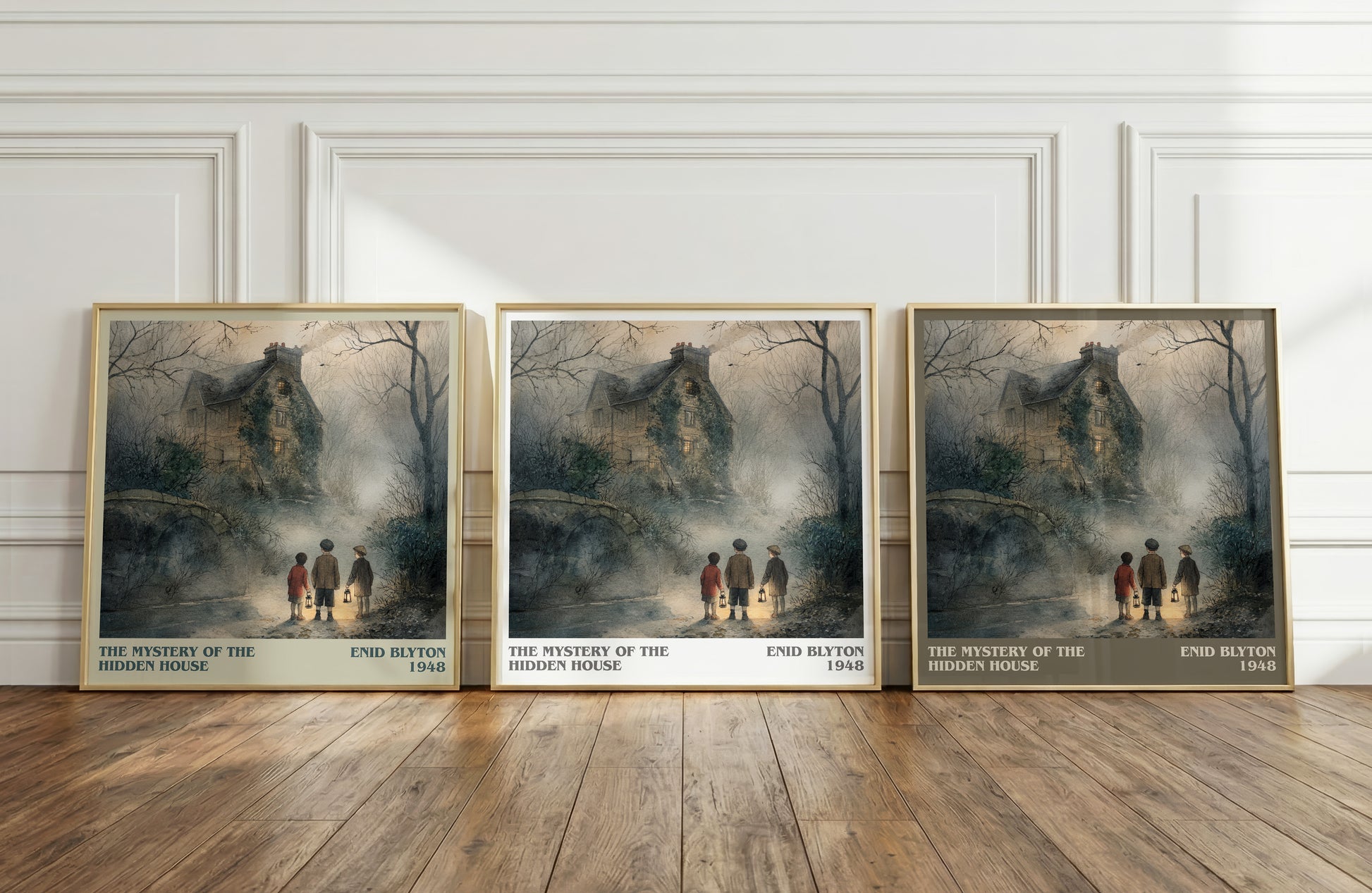 The Mystery Of The Hidden House literary print framed by window – literary home decor