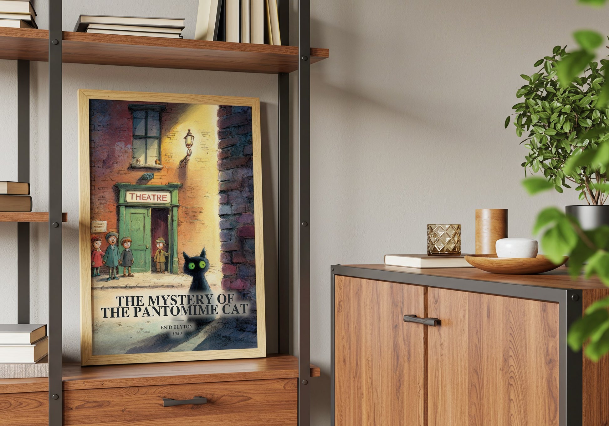 The Mystery Of The Pantomime Cat book watercolour illustration paper finish options – matte satin gloss