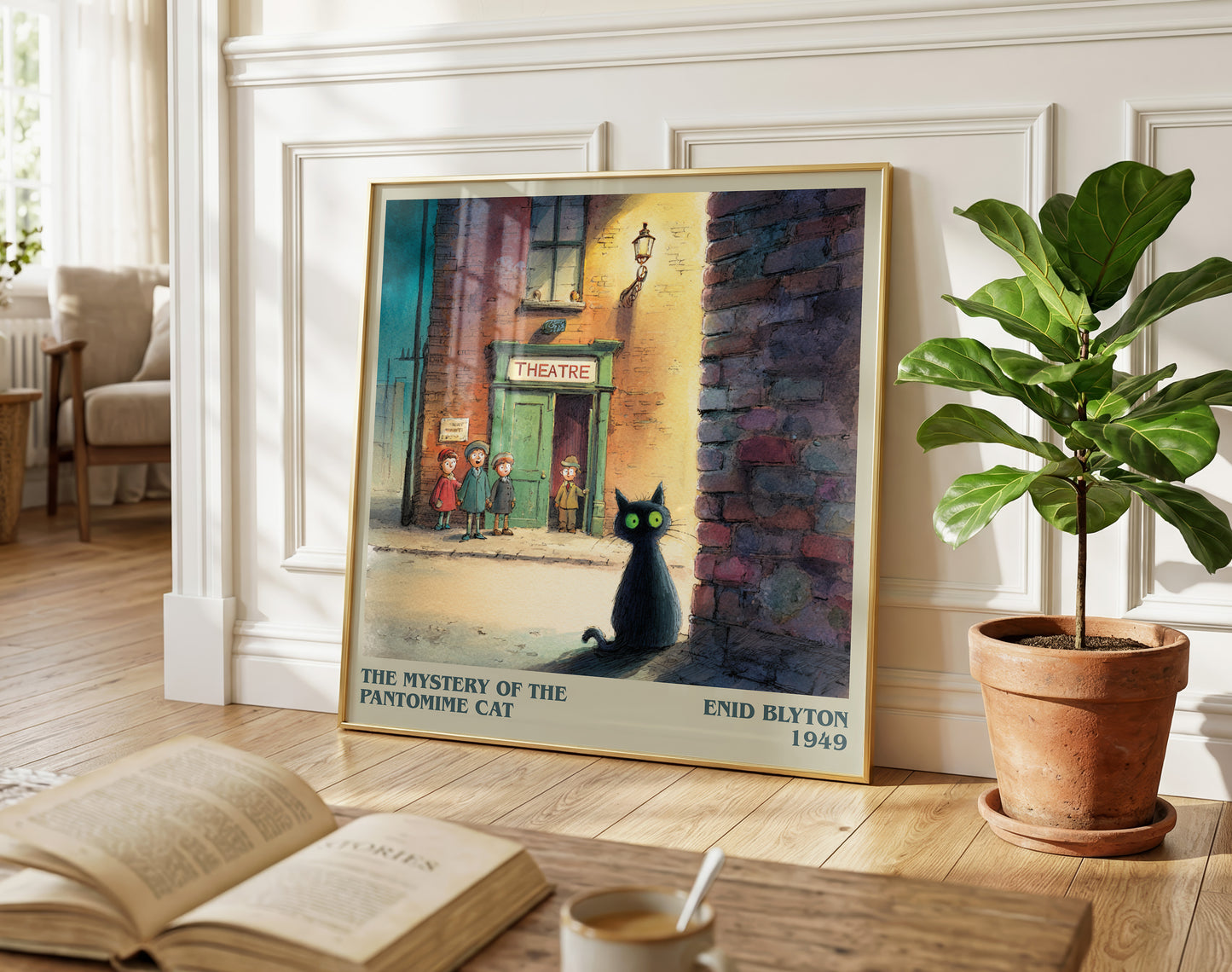 The Mystery of the Pantomime Cat literary poster paired in gallery wall – literary art prints