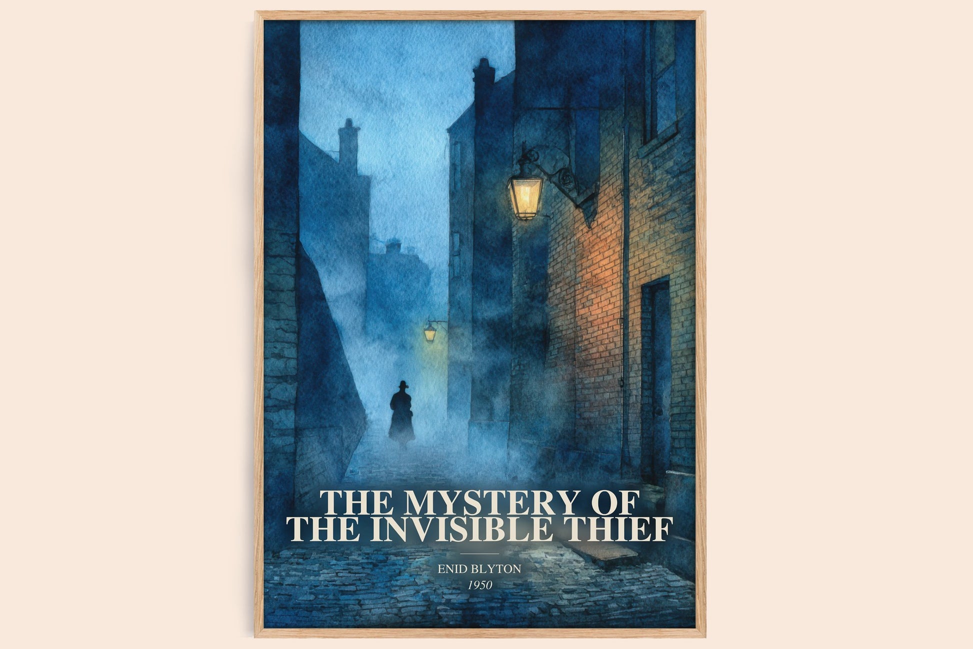 The Mystery Of The Invisible Thief watercolour book poster by Enid Blyton – framed literary art print
