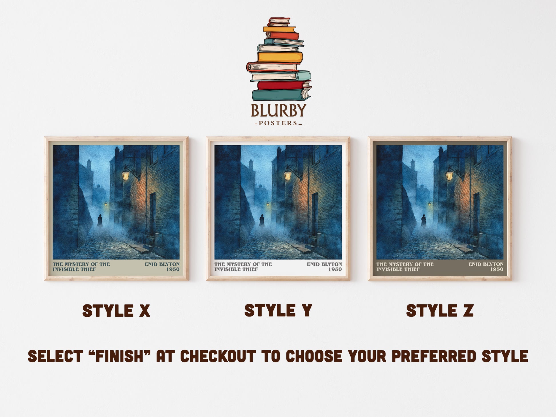 The Mystery of the Invisible Thief literary art print colour and style options – Enid Blyton book art