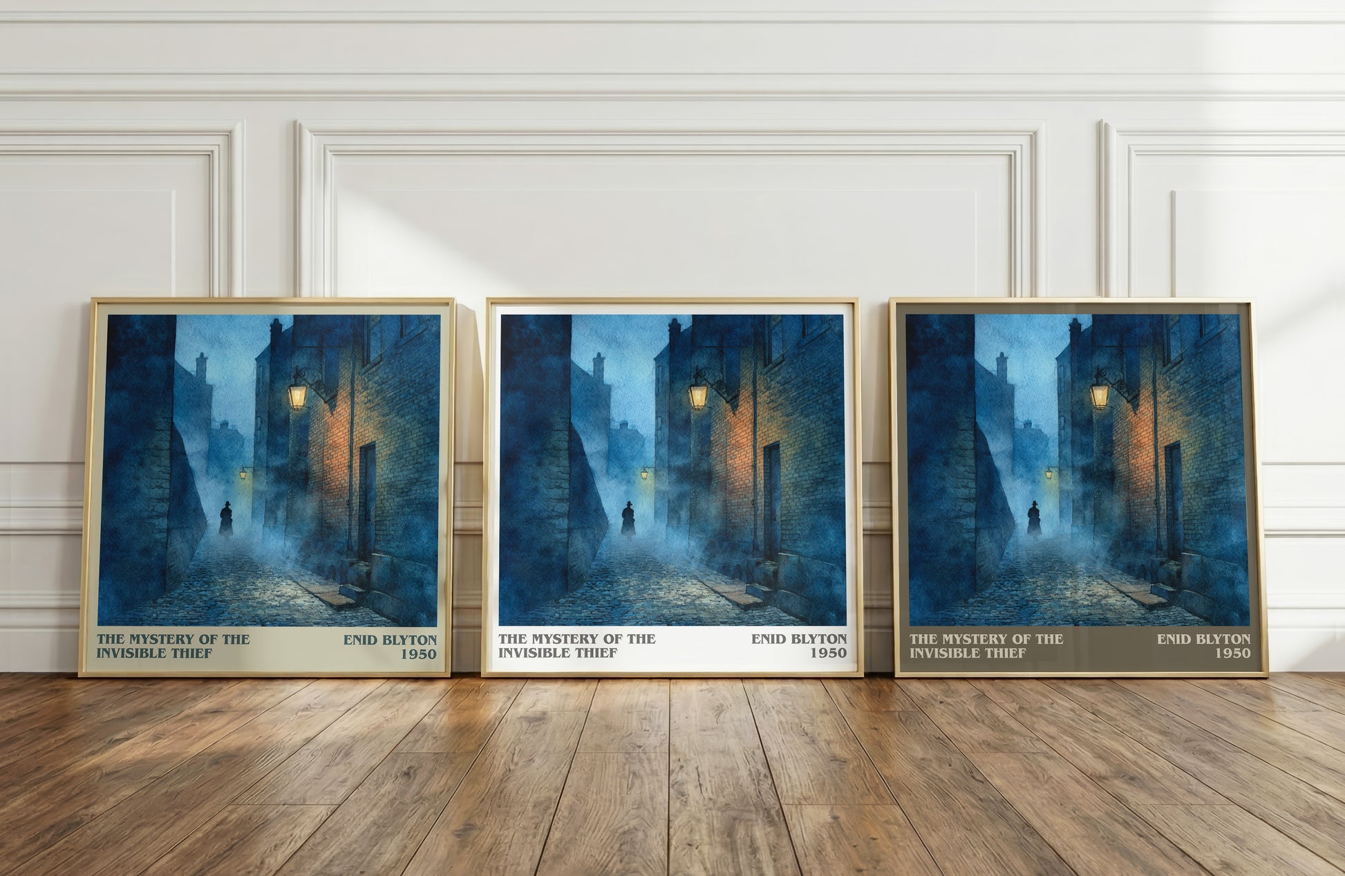 The Mystery of the Invisible Thief literary print framed by window – literary home decor