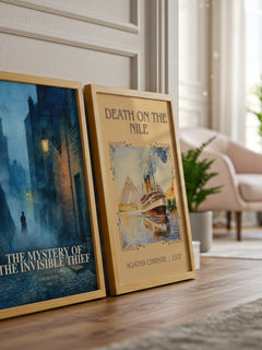 The Mystery Of The Invisible Thief watercolour print framed by window – literary home decor
