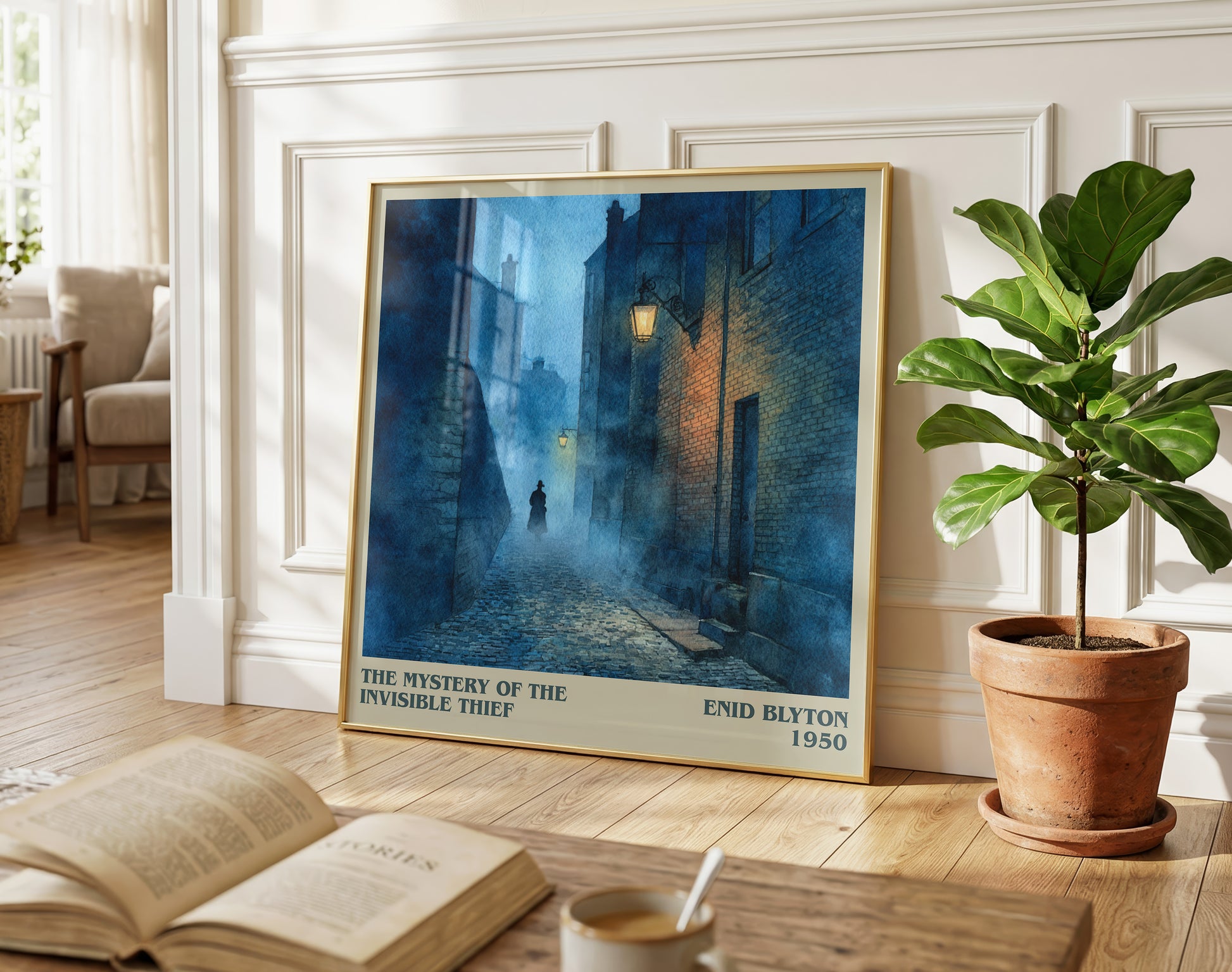 The Mystery of the Invisible Thief literary poster paired in gallery wall – literary art prints