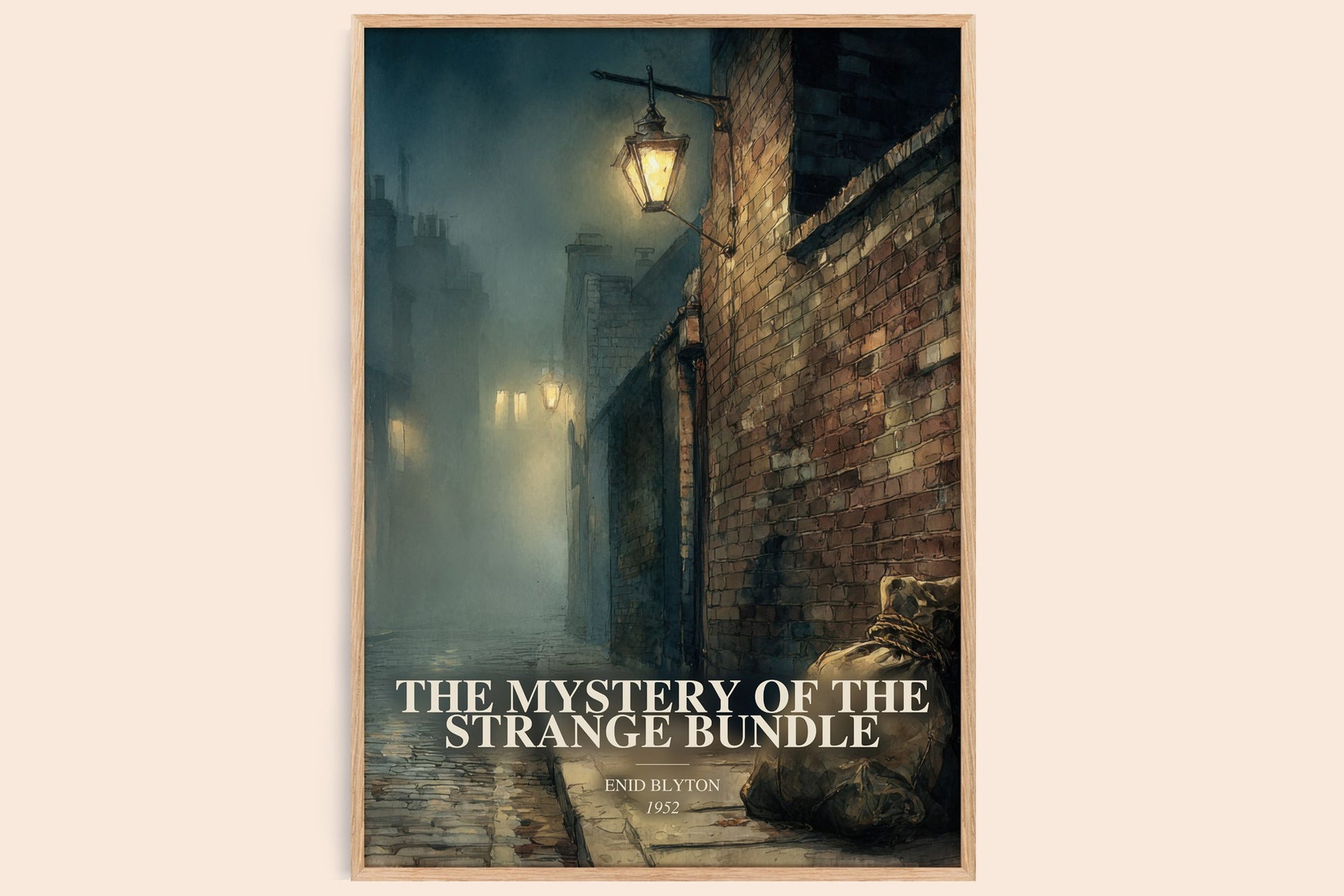 The Mystery Of The Strange Bundle watercolour book poster by Enid Blyton – framed literary art print