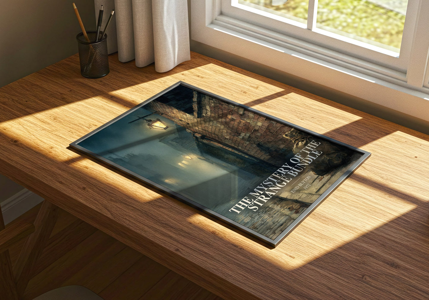 The Mystery Of The Strange Bundle watercolour book poster framed on wall – childrens wall art