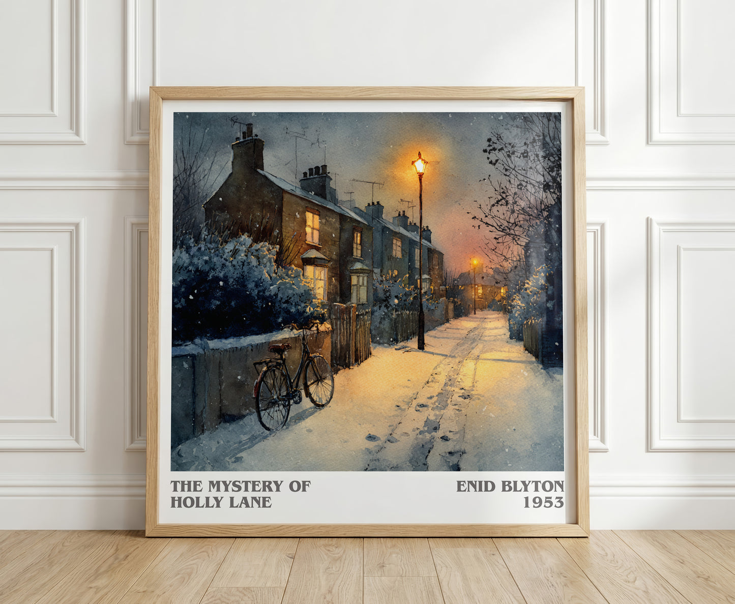 The Mystery of Holly Lane literary print in frame leaning in hallway – childrens wall art