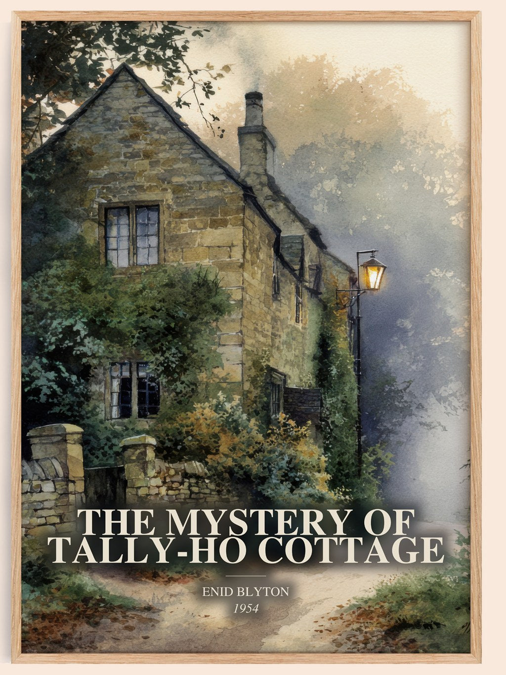 The Mystery Of Tally-Ho Cottage watercolour book poster by Enid Blyton – framed literary art print
