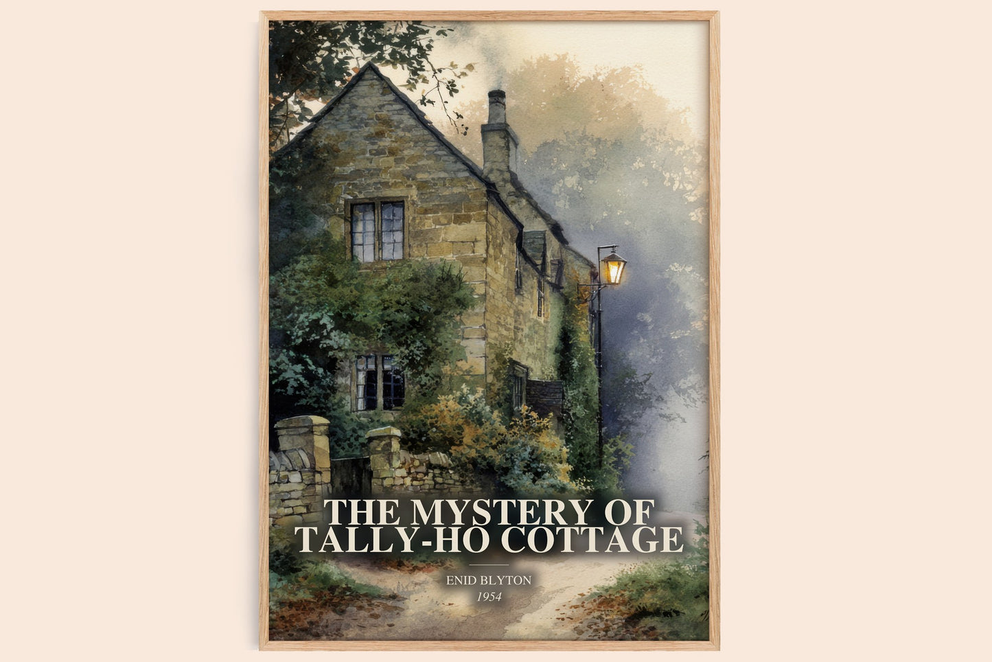 The Mystery Of Tally-Ho Cottage watercolour book poster by Enid Blyton – framed literary art print