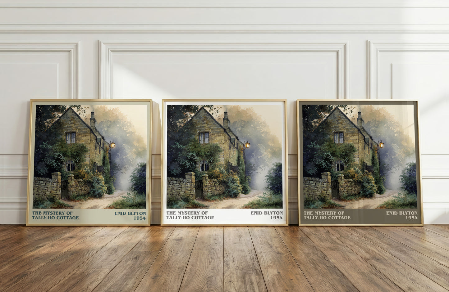 The Mystery of Tally-ho Cottage literary print framed by window – literary home decor