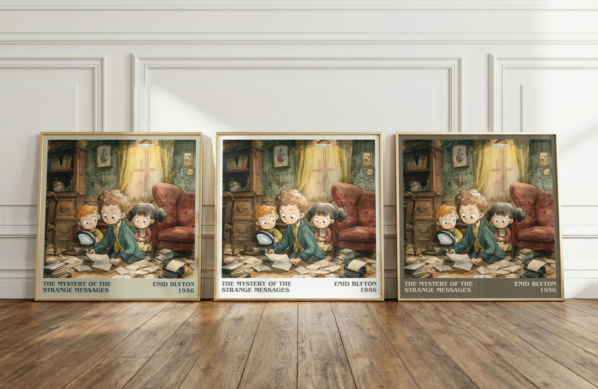 The Mystery of the Strange Messages literary print framed by window – literary home decor