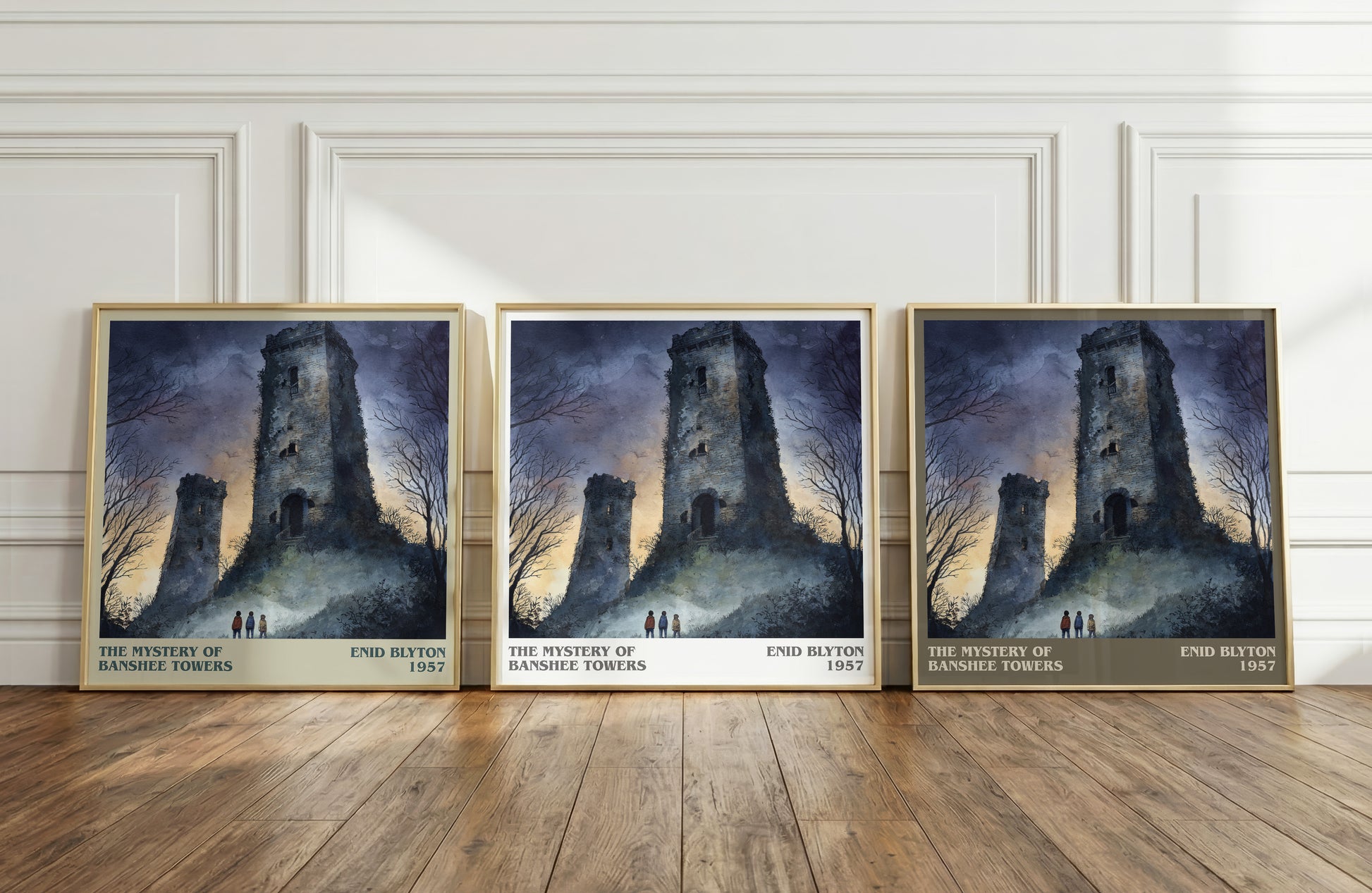 The Mystery Of Banshee Towers literary print framed by window – literary home decor