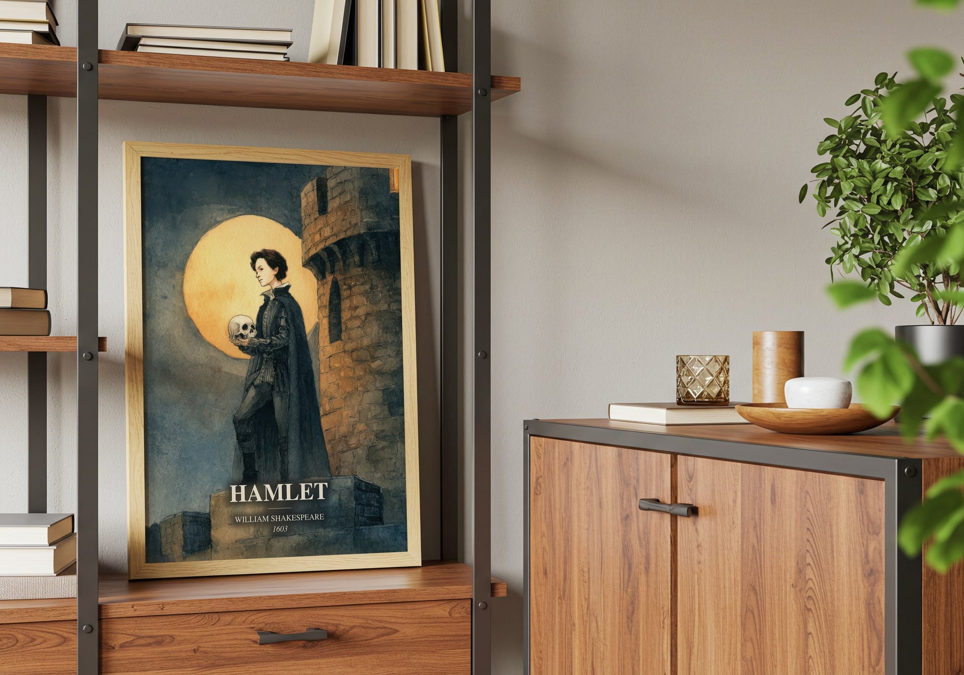 Hamlet book watercolour illustration paper finish options – matte satin gloss