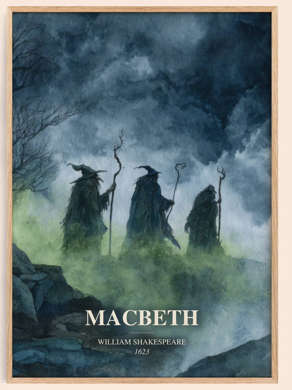 Macbeth watercolour book poster by William Shakespeare – framed literary art print