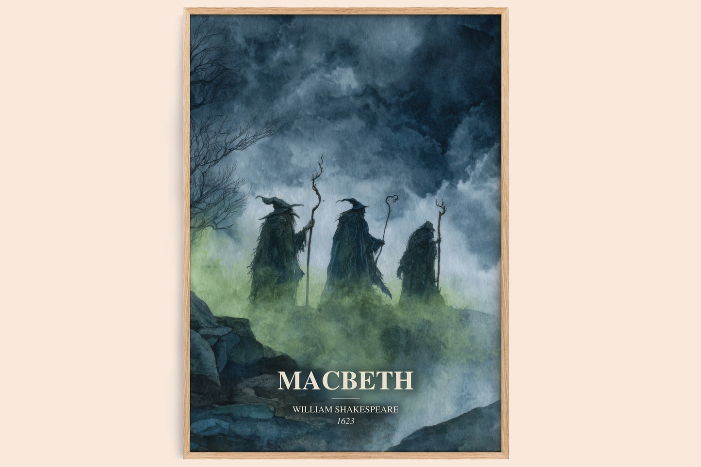 Macbeth watercolour book poster by William Shakespeare – framed literary art print