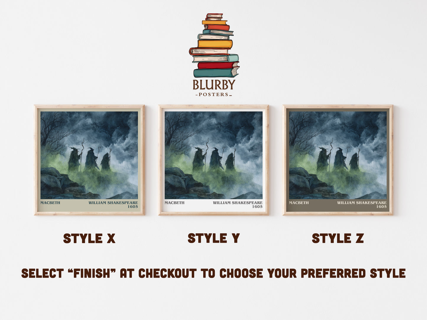 Macbeth literary art print colour and style options – William Shakespeare book art