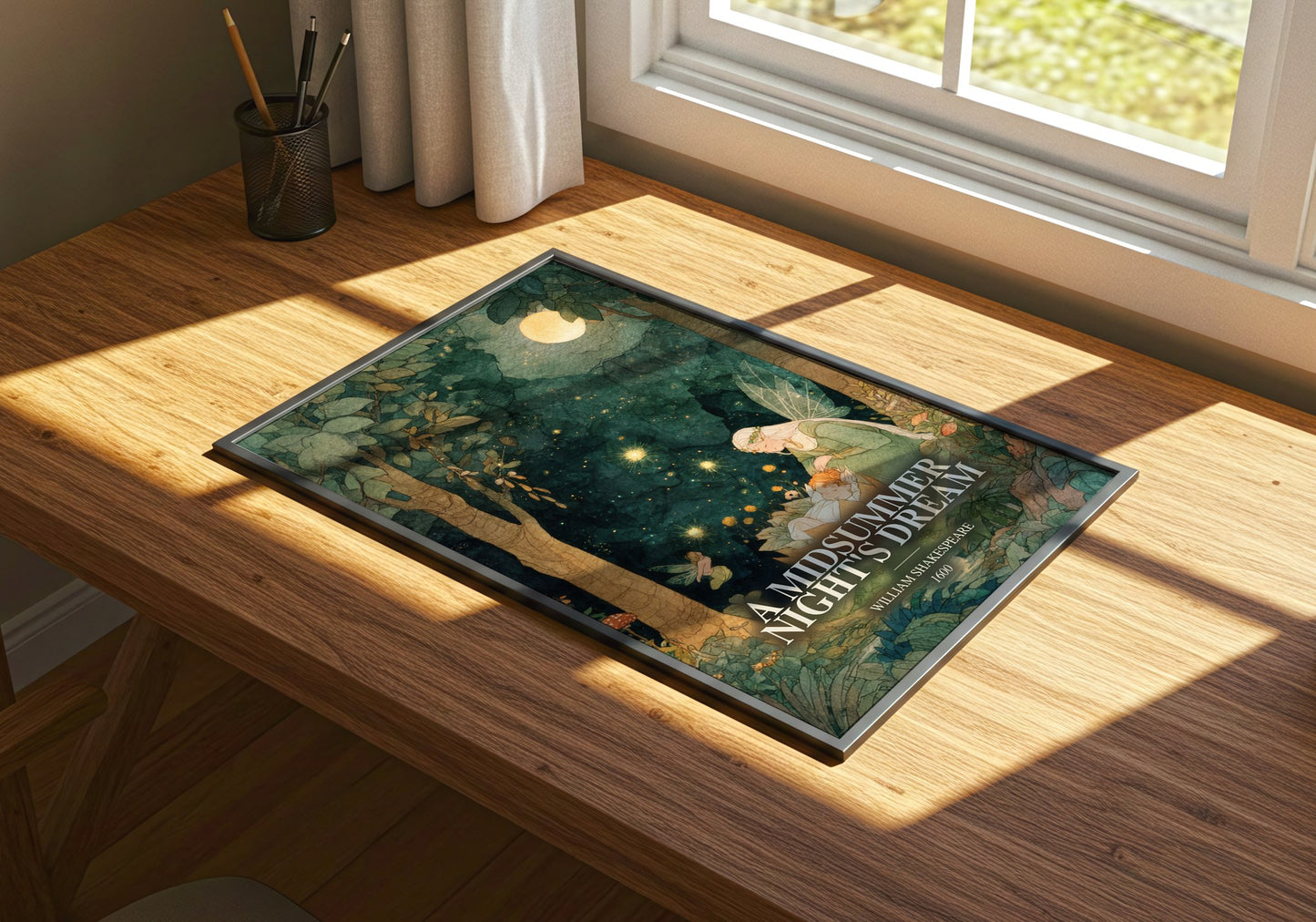 A Midsummer Night'S Dream watercolour book poster framed on wall – classic literature wall art