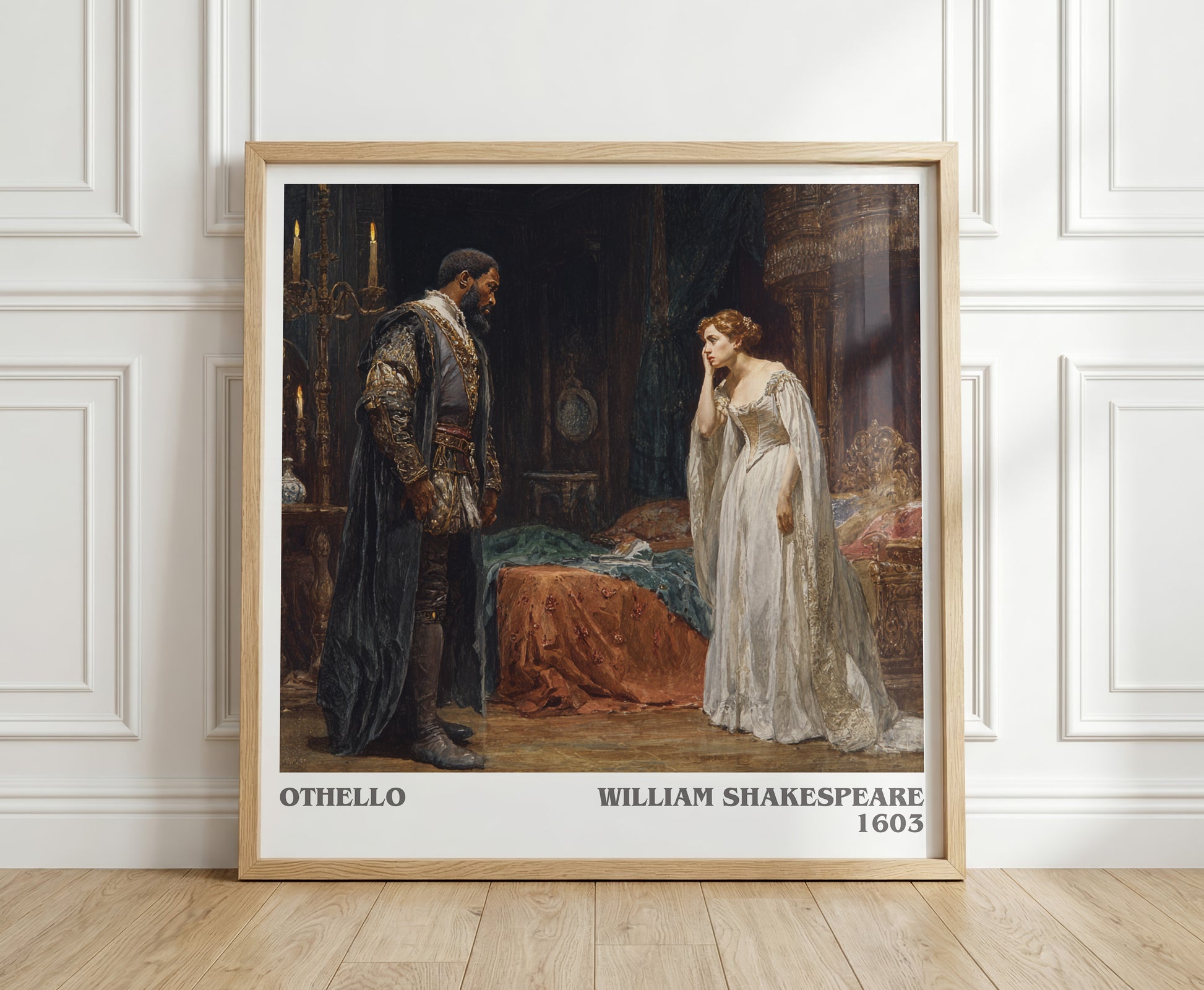 Othello literary print in frame leaning in hallway – classic literature wall art