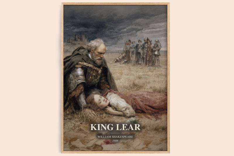 King Lear watercolour book poster by William Shakespeare – framed literary art print