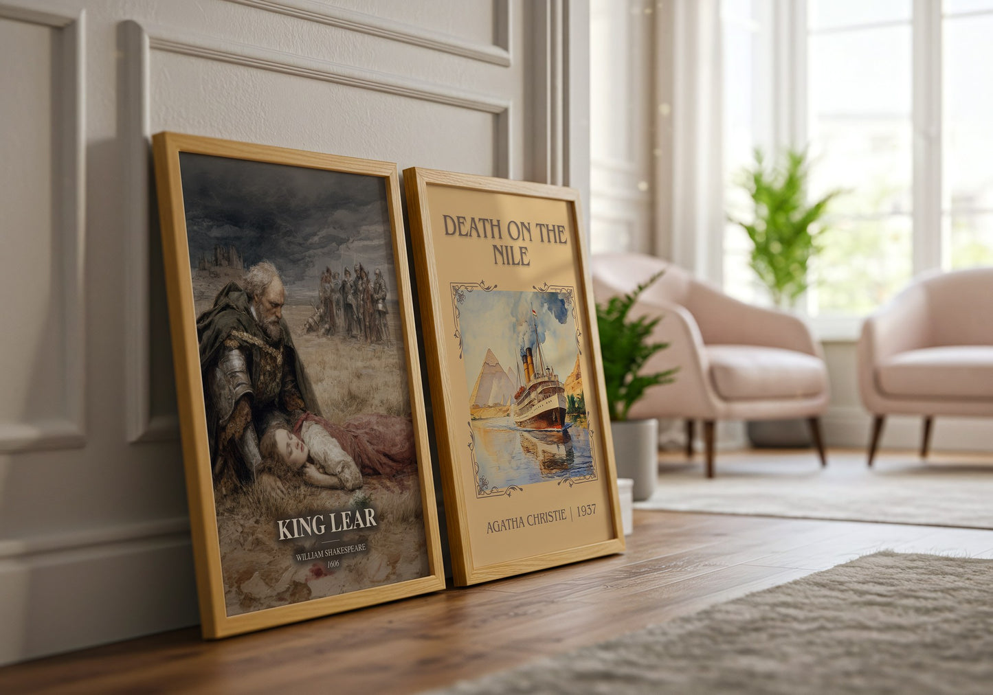 King Lear watercolour print framed by window – literary home decor