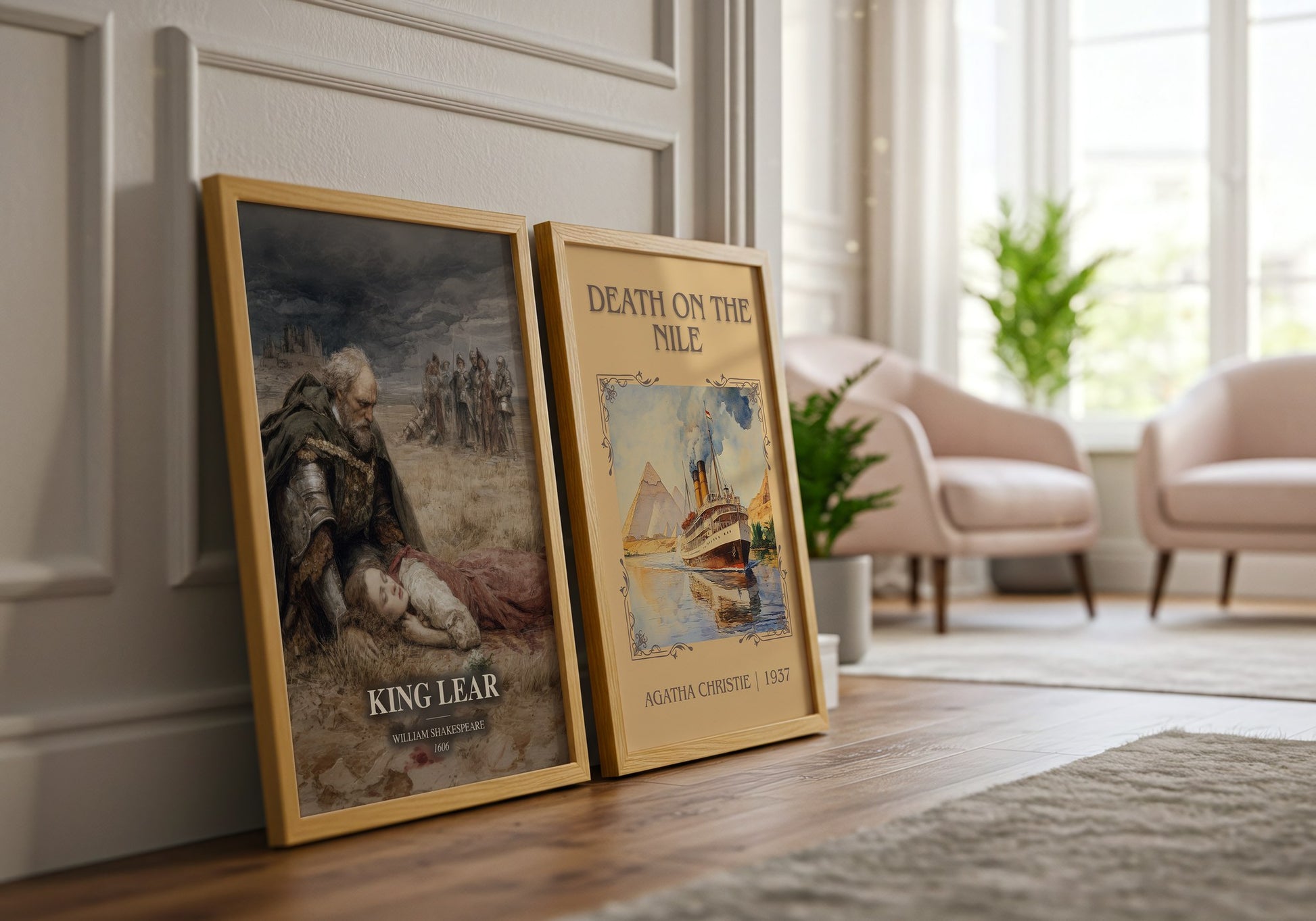 King Lear watercolour print framed by window – literary home decor