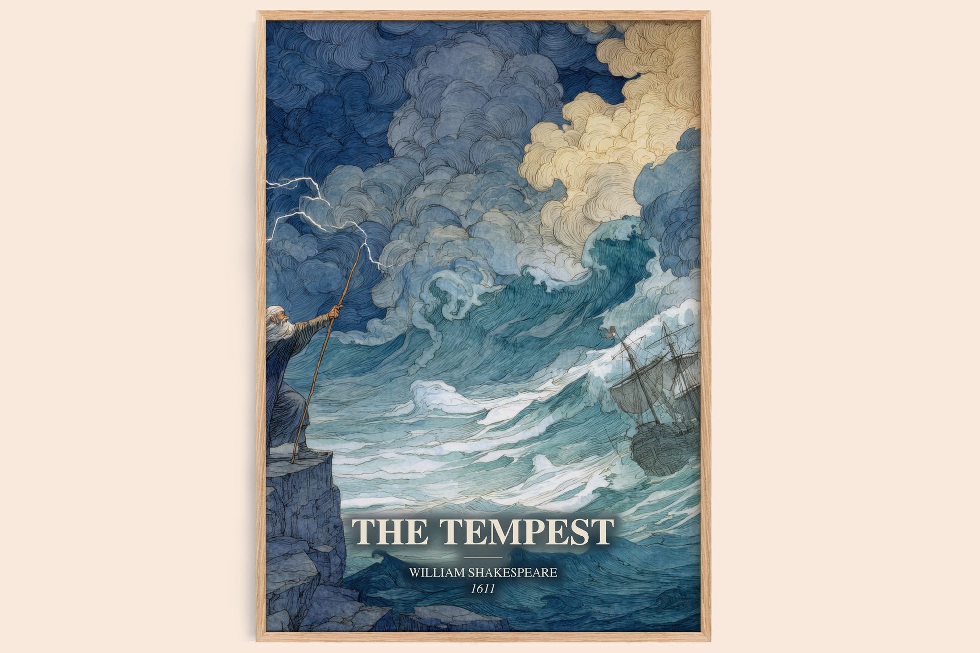 The Tempest watercolour book poster by William Shakespeare – framed literary art print