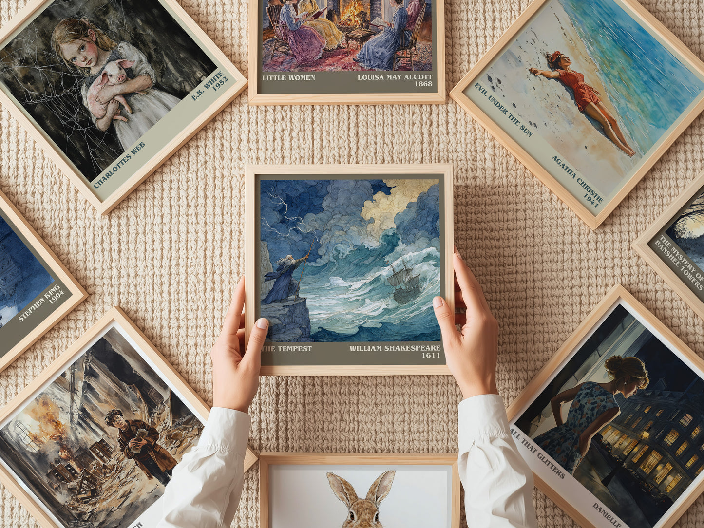 The Tempest literary print on bookshelf – William Shakespeare fan gift