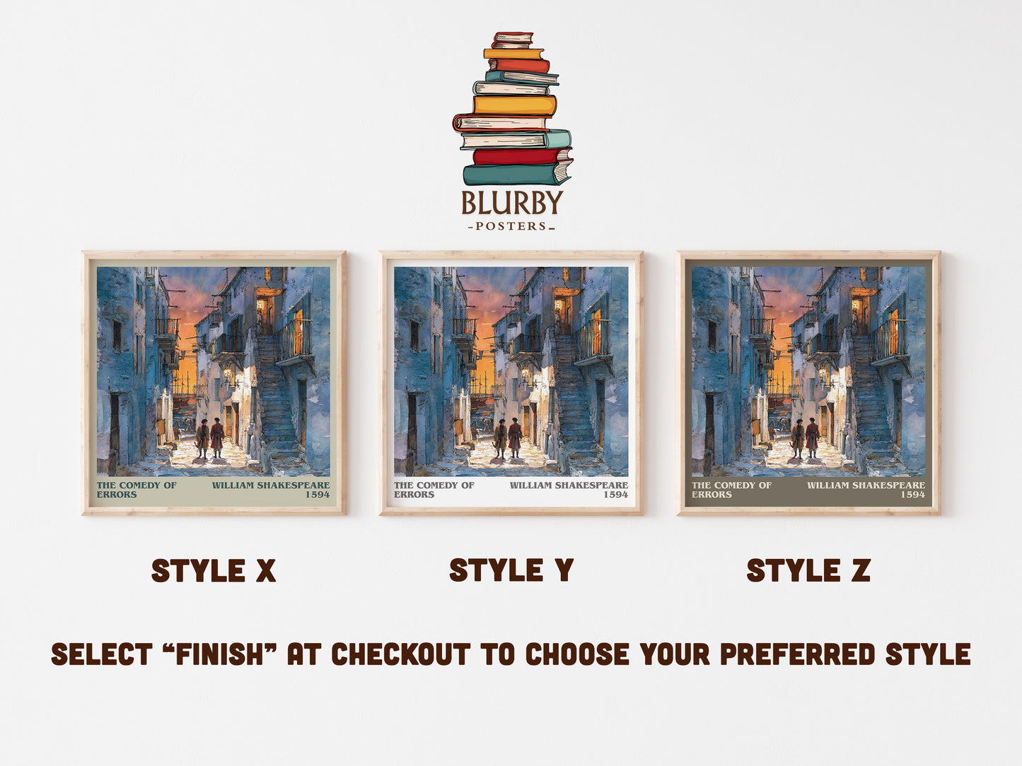 The Comedy of Errors literary art print colour and style options – William Shakespeare book art