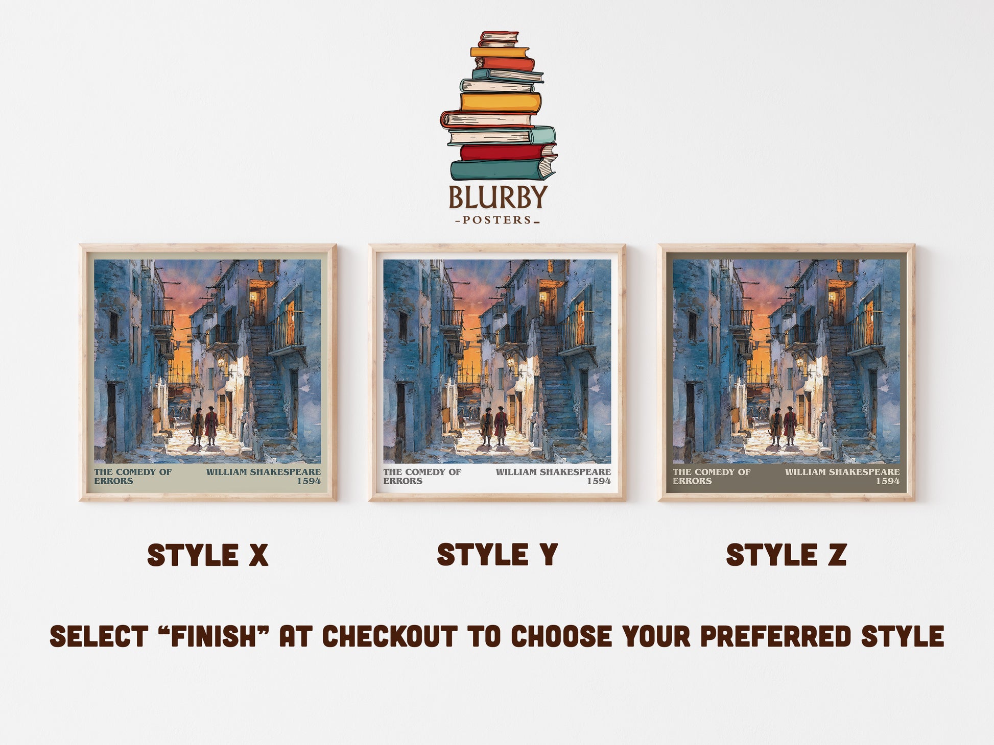 The Comedy of Errors literary art print colour and style options – William Shakespeare book art
