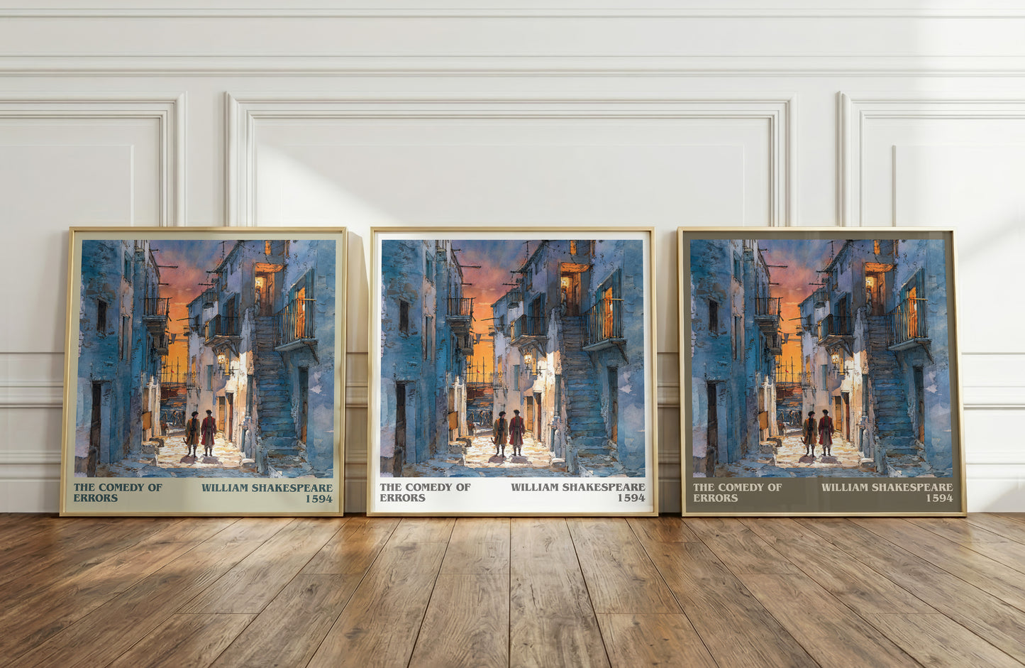 The Comedy of Errors literary print framed by window – literary home decor