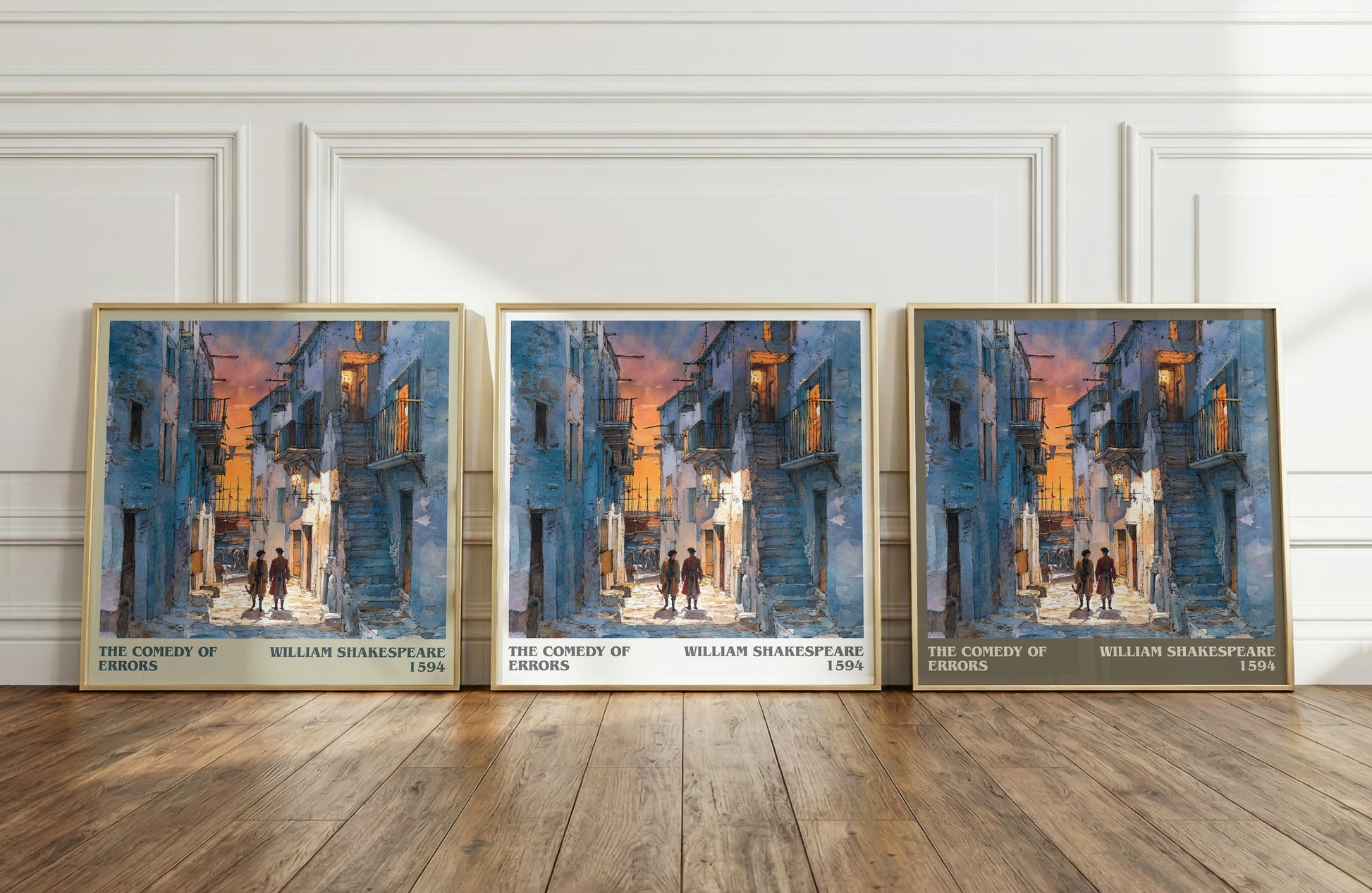 The Comedy of Errors literary print framed by window – literary home decor