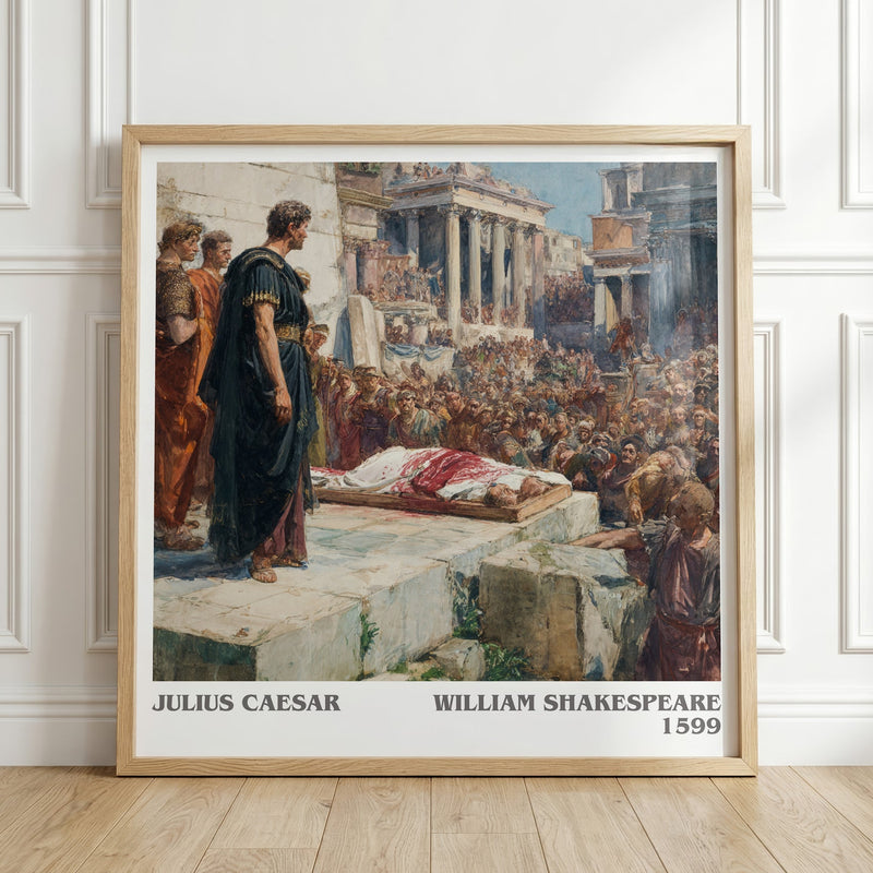 Julius Caesar literary print in frame leaning in hallway – classic literature wall art
